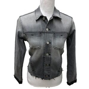 LAgence Janelle Denim Jacket Slim Misty Grey Womens Small Grunge Edgy Streetwear
